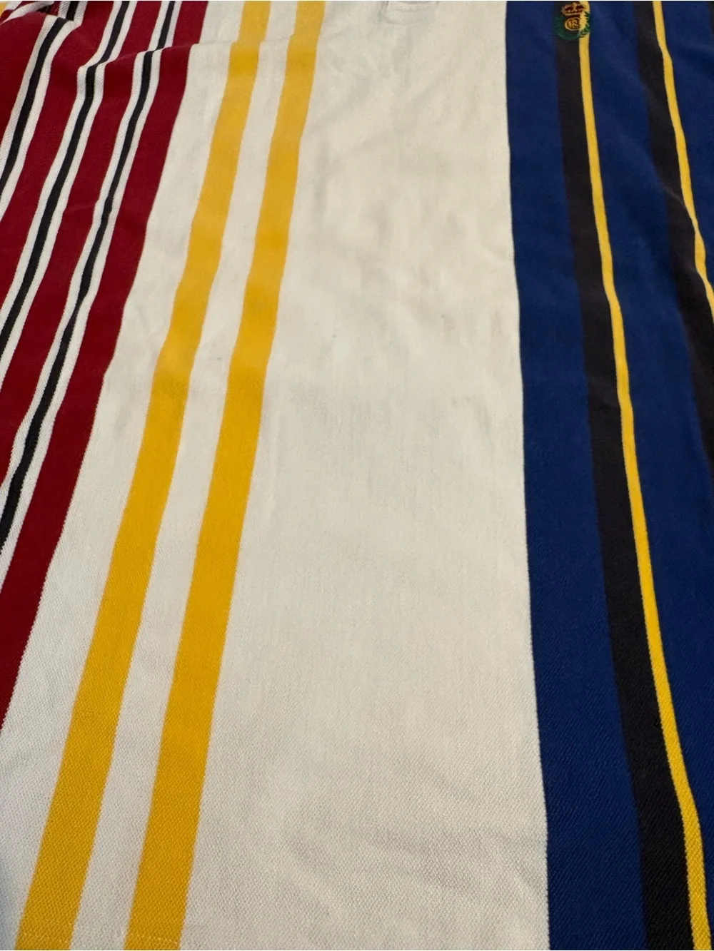Men’s Vintage Polo Ralph Lauren Color Block Striped Polo Size XXL Red Blue